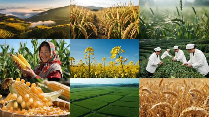 农业乡村振兴丰收农村水稻粮食乡村ai素材