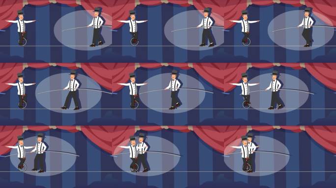 走钢丝  独轮车表演