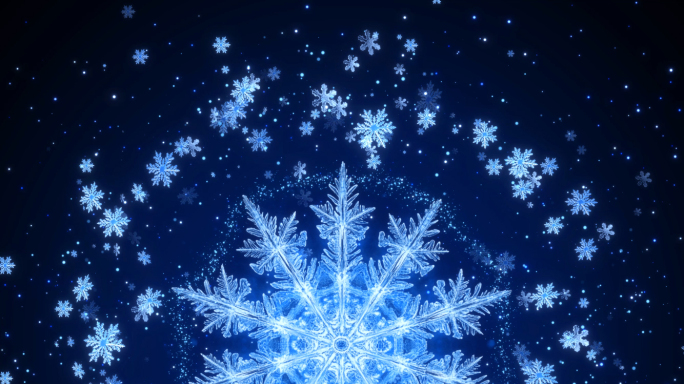 唯美雪花粒子扩散地面投影