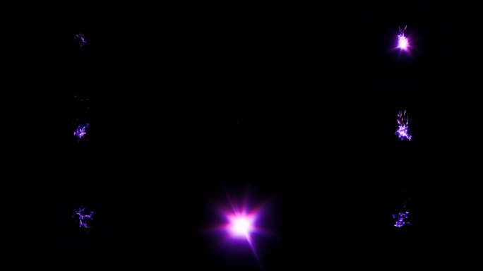 黑色背景上的紫色能量火花