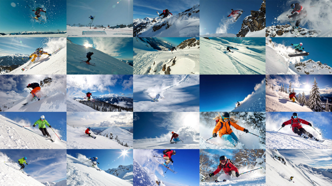 滑雪高山滑雪竞技滑雪花式滑雪极限运动挑战