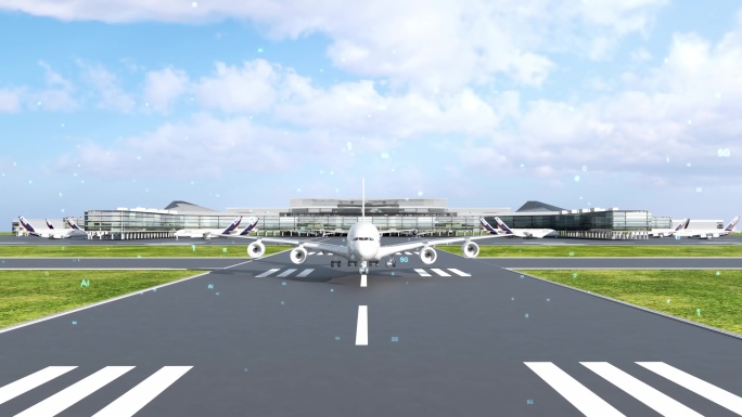 3D数字航空民航客机飞机起飞-AEC4D