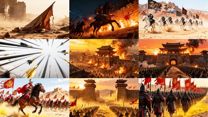 古代战争战火战场千军万马万箭齐发古代军营