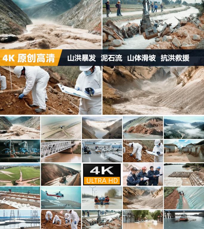 洪水爆发洪涝灾害山体滑坡泥石流山洪灾难