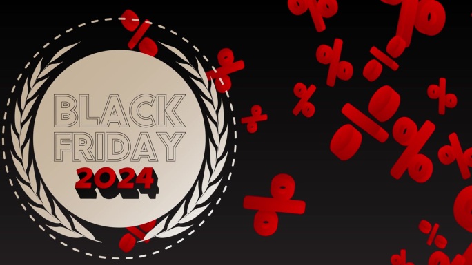 2024年黑色星期五促销横幅动画，广告折扣及特惠信息文本。