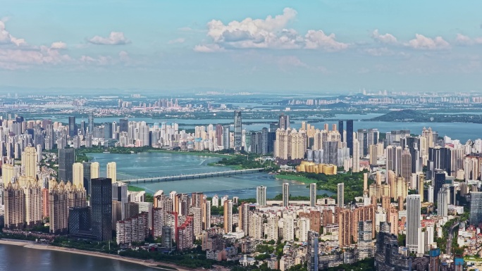 武汉航拍空镜桥梁航拍全景蓝天白云