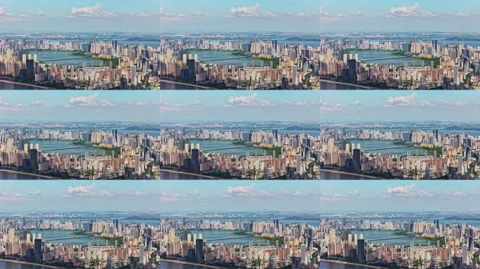 武汉航拍空镜桥梁航拍全景蓝天白云