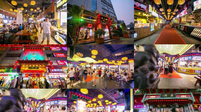 长沙商场庙街美食广场人流客流延时