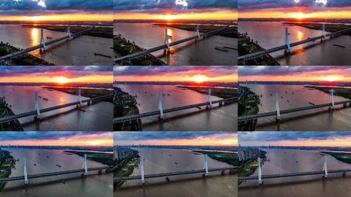 武汉城市全景航拍蓝天白云