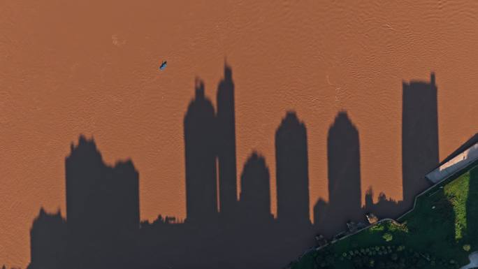 重庆城市剪影舰船