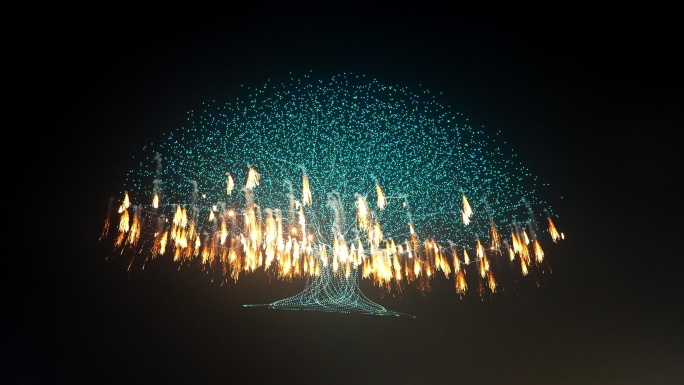 无人机生命之树 烟花树绽放