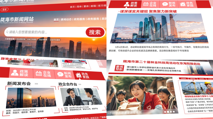 红色网站网页新闻媒体报道展示ae模板