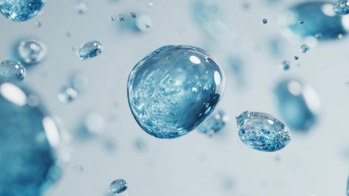 蓝色水滴粒子水分子悬浮动画