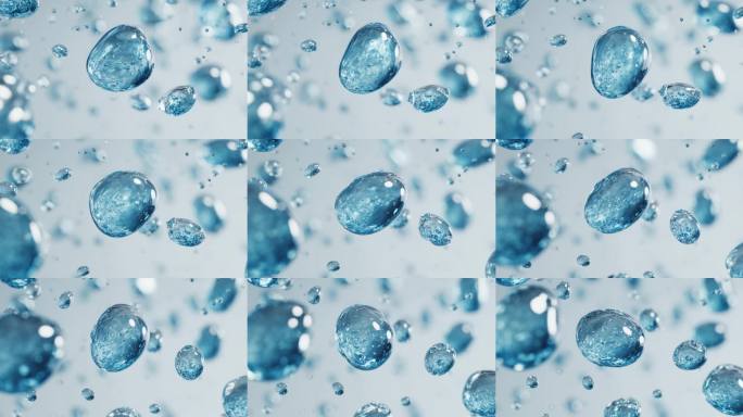 蓝色水滴粒子水分子悬浮动画