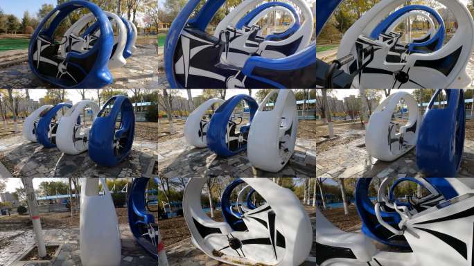 公园创意蓝白色脚踏车