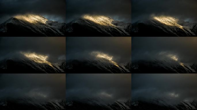 雪山的延时摄影，四姑娘山，四川省阿坝州小金县。