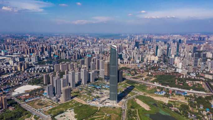 武汉全景航拍泛海国际环绕