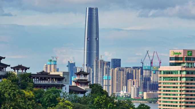 武汉全景航拍超级好天气蓝天白云