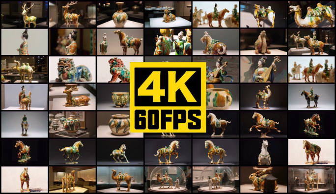 4K高清60帧唐三彩文物展示合集视频素材