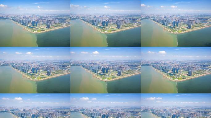 汕头航拍东海岸城市地标建筑海岸线延时6K