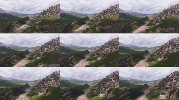 青海天峻石林航拍全景高原山地自然风光