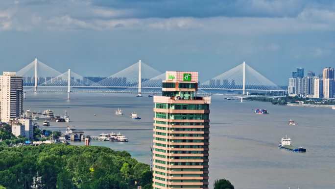 武汉全景航拍超级好天气蓝天白云