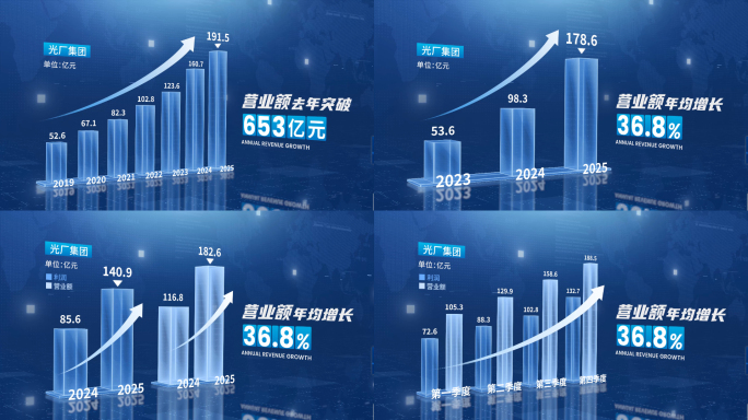 科技感蓝色柱状图表【12组】