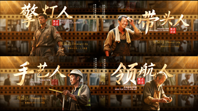 金色大气震撼人物介绍ae模板片头包装