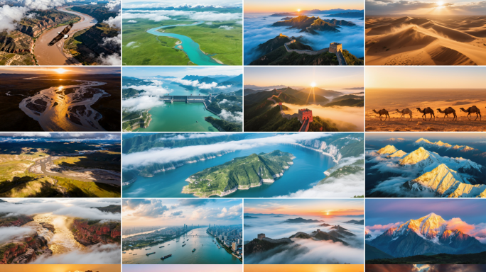 黄河长城长江雪山沙漠美丽中国壮丽山河集锦