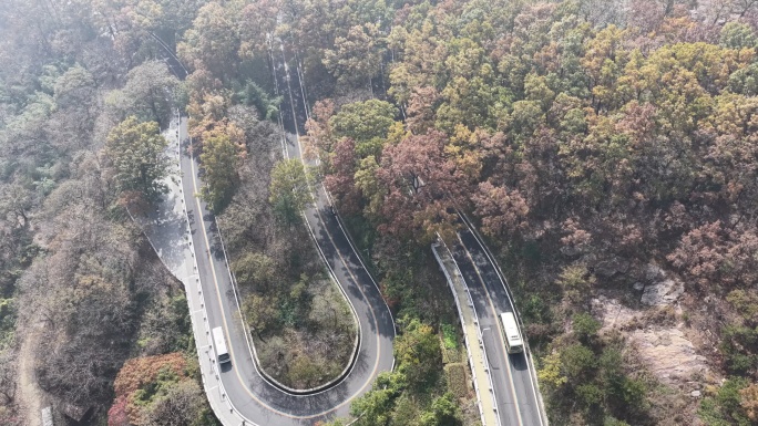 江苏连云港云台山 航拍山间蜿蜒盘山公路