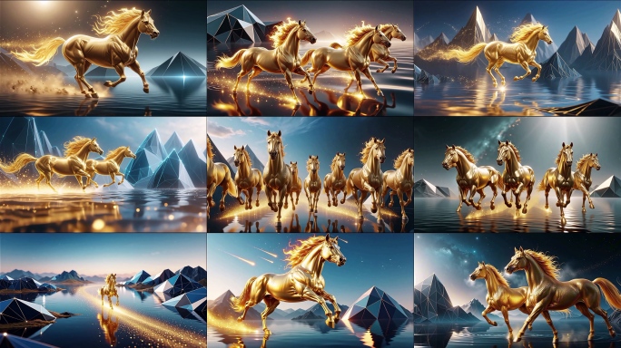 2026马年年会盛典骏马奔腾金色奔马开场