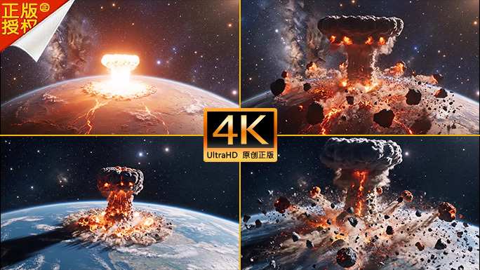 星球爆炸世界末日宇宙灾难陨石撞击地球毁灭