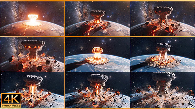 星球爆炸世界末日宇宙灾难陨石撞击地球毁灭