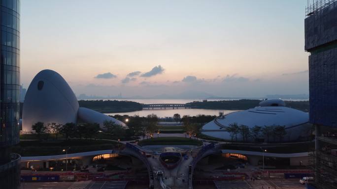 【4K】深圳湾文化广场 耳机广场日出蓝调