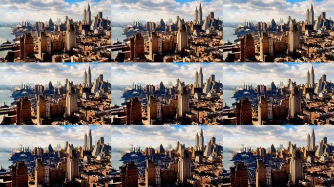 曼哈顿高楼建筑群远景