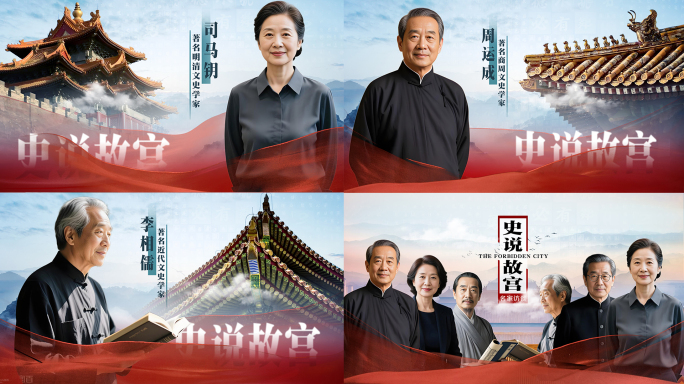 6款红绸飘动国风人物介绍人物访谈栏目片头