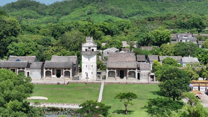 航拍珠海会同古镇全景图