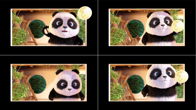 熊猫抱月亮可爱创意动画（可定制）