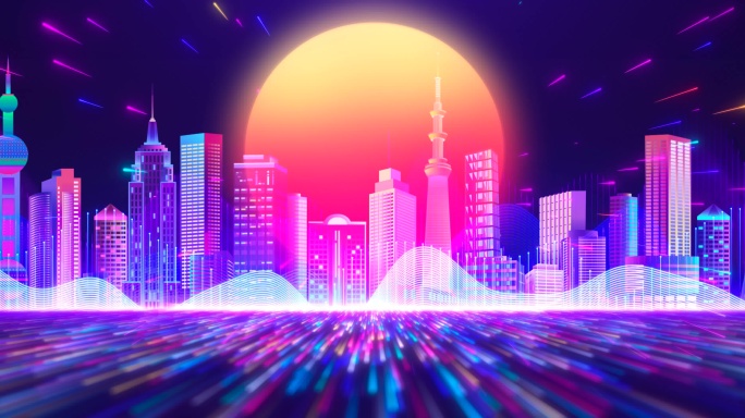 8k赛博朋克炫彩动感舞台电音DJ背景