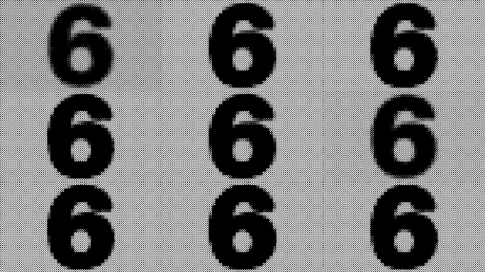 数字六在斑点背景上闪烁