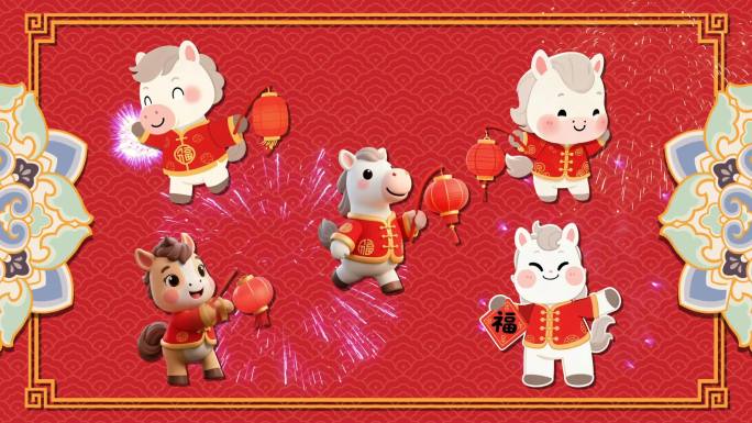 2026马年吉祥物拜年动画素材