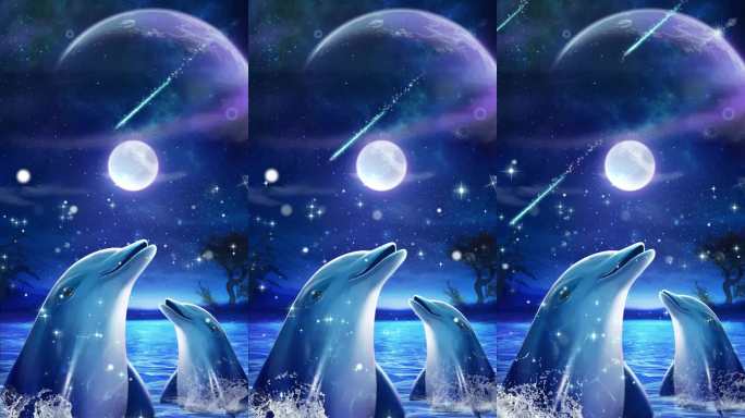 梦幻星空下的海豚AE动画