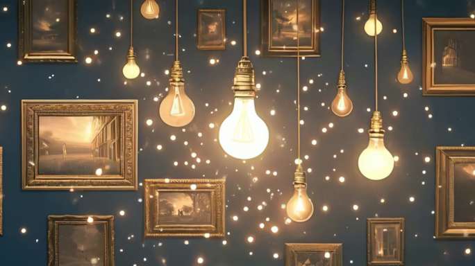 复古唯美灯泡相框背景