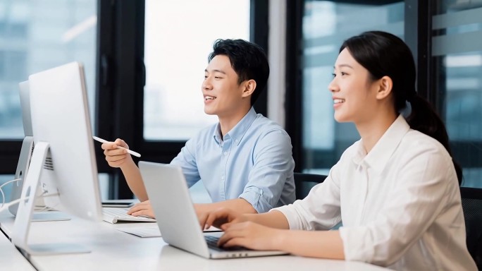 职场男女协作办公