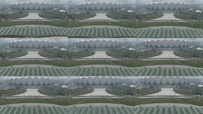 航拍2025年陕西西安马拉松比赛实况现场