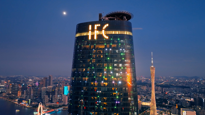 广州珠江新城西塔 IFC 夕阳航拍