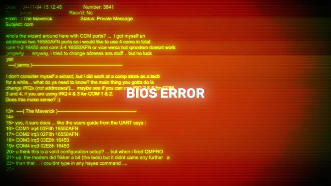 电脑屏幕上的黑客攻击 BIOS 错误和数字屏幕错误消息