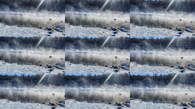 冬季河面晨雾弥漫