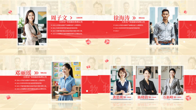 明亮红色简洁人物展示