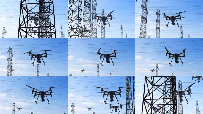 无人机正在巡检高压线